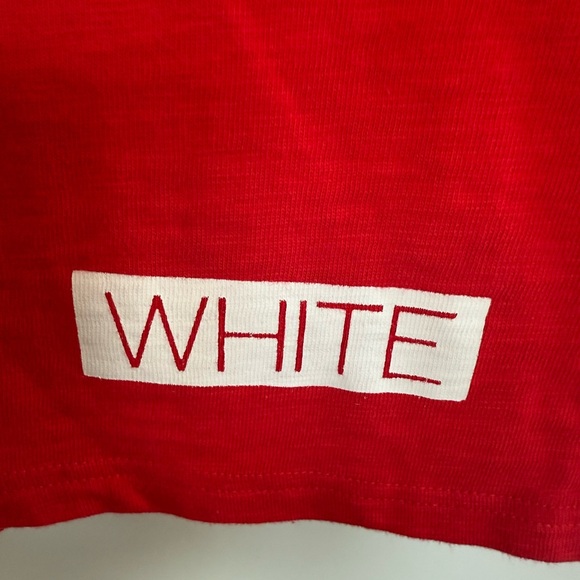 Authentic OFF-WHITE Red Brushed Diagonals Logo Long Sleeve Shirt Tee XL - Picture 5 of 9